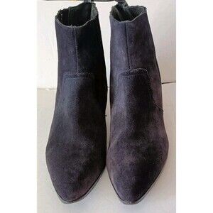 Donald Pliner Donis Slip-On Bootie Suede Size 9.5 Navy Blue Stretch Block Heel